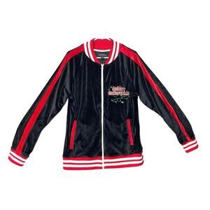 Blizzard Bay Velour Track Jacket Sz Small UglyChristmas Sweater‎ Holiday Santa